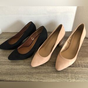 H&M Black and Tan Women's Chunky Heeled Pumps